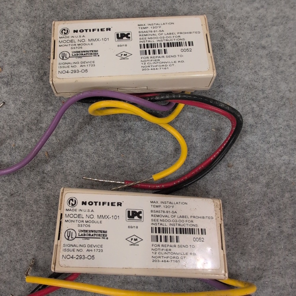Lot of 2 Notifier MMX-101 Addressable Monitor Module Fire Alarm Signaling Device - Picture 1 of 3